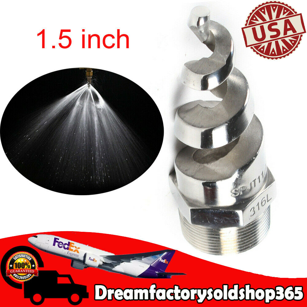 US Stainless Steel Spiral Cone Nozzle Atomization Spray Sprinkler Heads 1.5” New