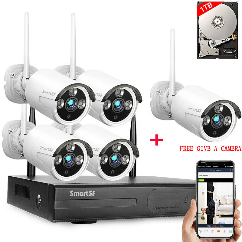1080p WIFI NVR with 1TB Hard Drive Outdoor Wireless Security Camera System CCTV