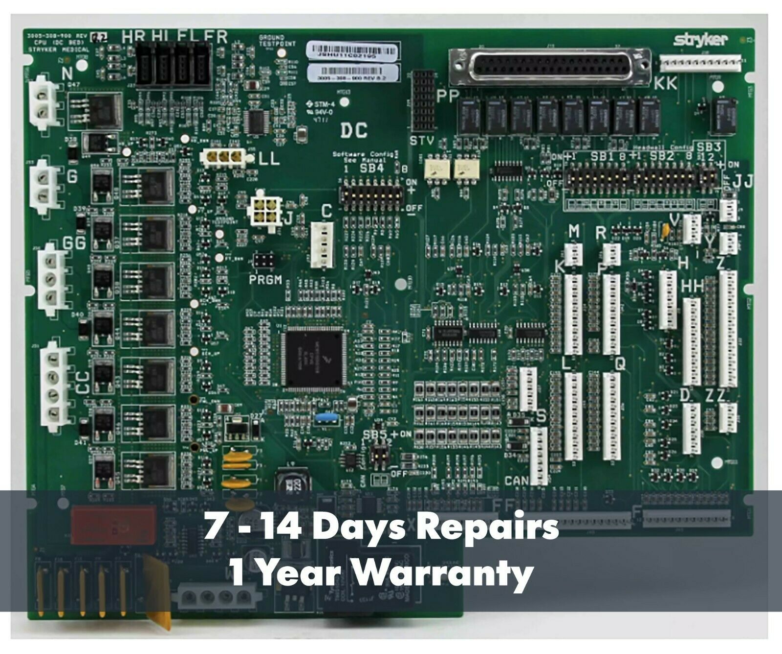 3002-407-950 Stryker Bed Cpu Board Secure 2 3002 Parts  (Repair Evaluation Only)