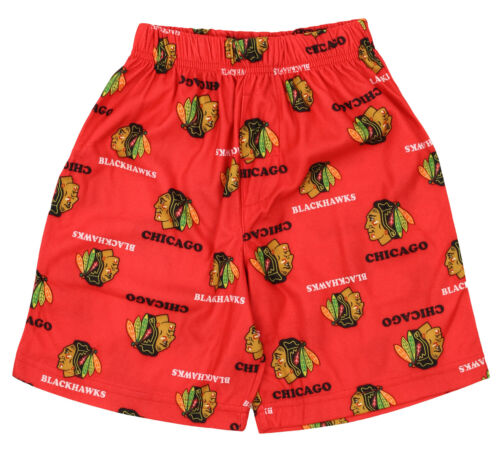 OuterStuff NHL Boys Kids Chicago Blackhawks All-Over Printed Pajama Shorts, Red