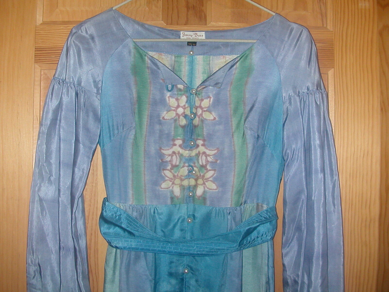 Vintage Fanny Buss Women's 100% Silk Hand Printed Dress
