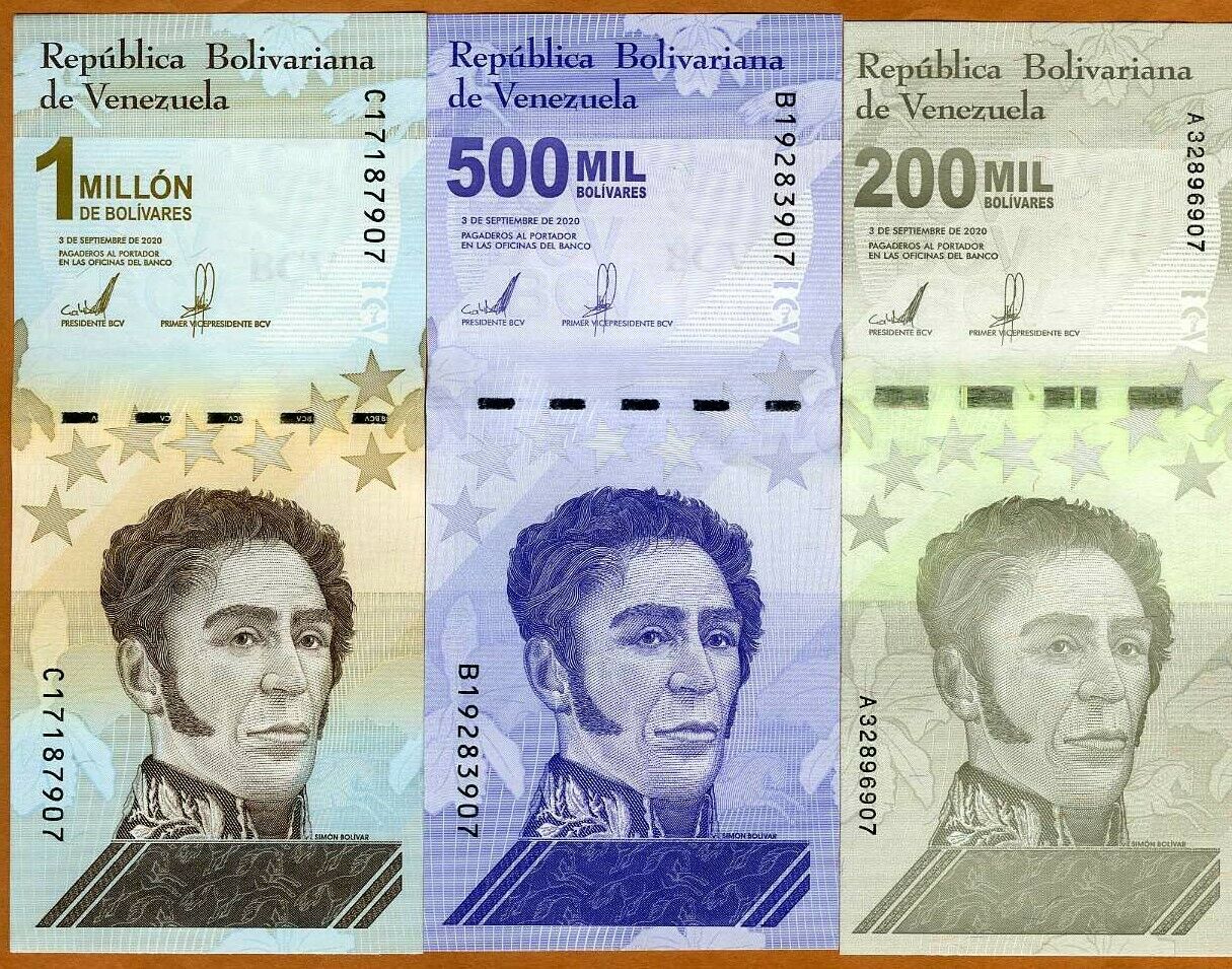 SET Venezuela, 200000-500000-1000000 Bolivares 2020 P-New, UNC