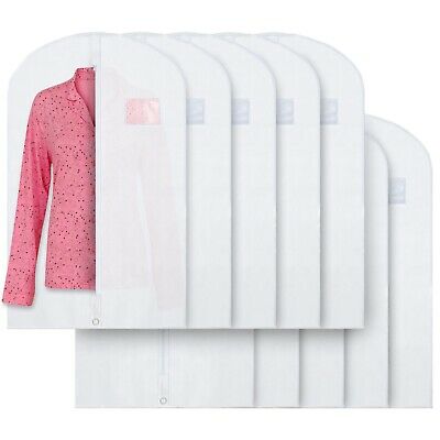 Breathable 40” White Garment Bags Storage of Suits & Dresses with Zipper 10 Pack