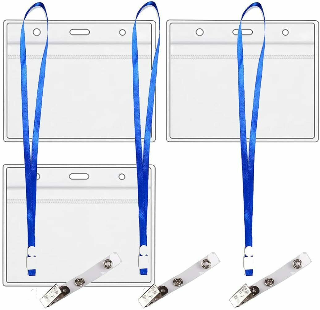 Vaccination  Record Card Protector  4x3 with 3 Clips & 3 Lanyards,   (3 Pack)