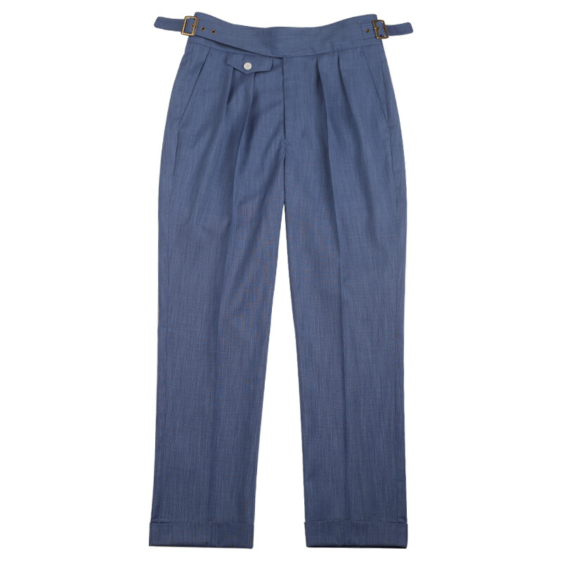 Summer Retro Men GURKHA Pants Linen Casual Formal Pants High Waist Straight Pant