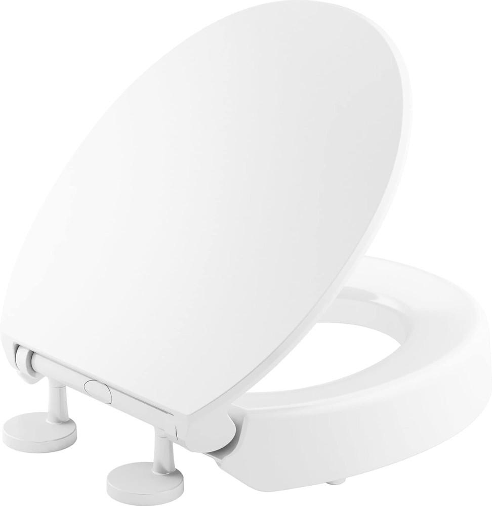 Stylish White Round Toilet Seat with Grip-Tight Bumpers & Quick-Release Hinges
