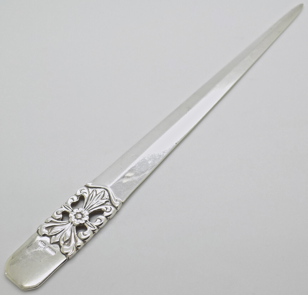 Vintage Italian Handmade Genuine Silver Long Decorative RARE Letter Opener