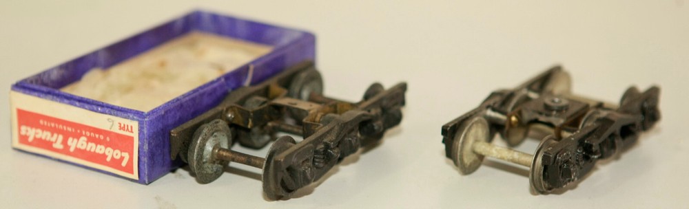 O SCALE SIX WHEEL PASSENGER CAR TRUCKS TWO RAIL