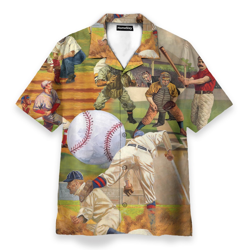 Playing Baseball Mens Buttons Up Shirts   Hawaiian Shirt