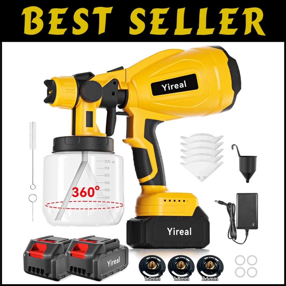 Cordless Paint Sprayer with Smart Leak Prevention and Dual Batteries for Versatile Use