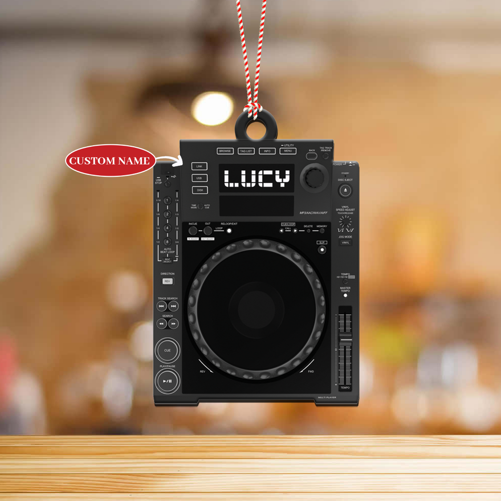 Custom DJ Turntable Christmas Ornament Personalized DJ Gift-image