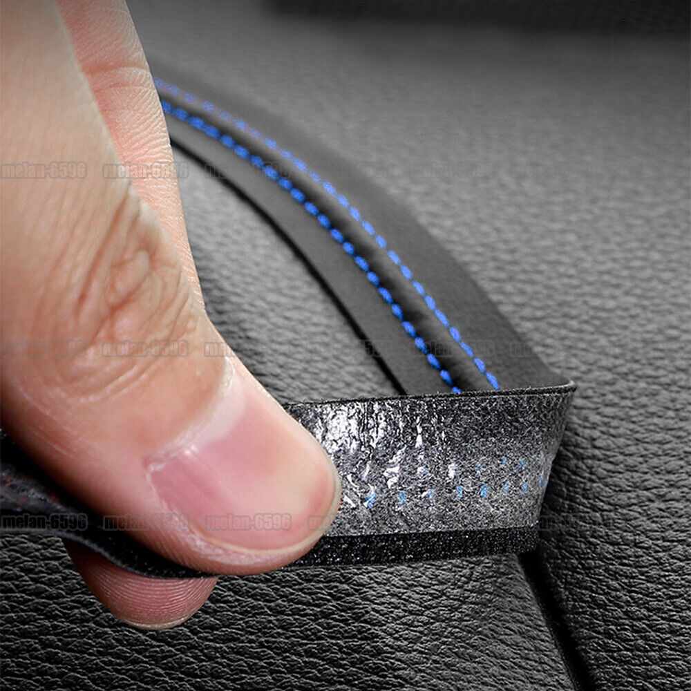 Blue PU Leather Car Dashboard Decor Line Strip Sticker Molding Trim Accessories