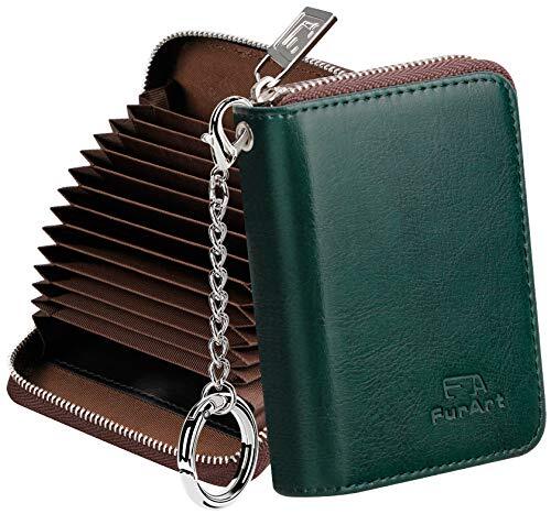 RFID Blocking Zipper Card Holder Wallet for Men & Women in Dark Green  -image