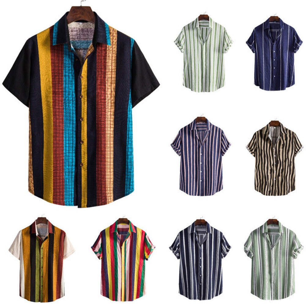 Men's Short-sleeved Fashion Loose Striped Shirt