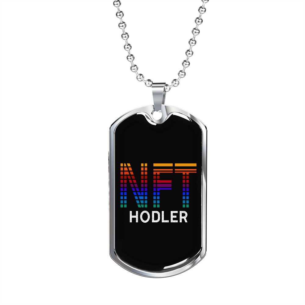 Hodler   Necklace Stainless Steel or 18k Gold Dog Tag 24