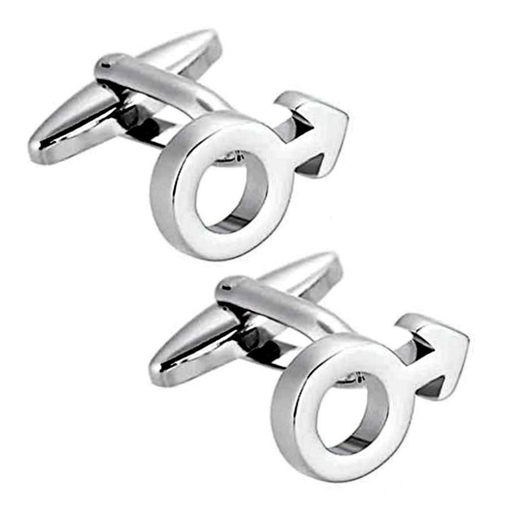 MALE SYMBOL CUFFLINKS Gay Pride Wedding w GIFT BAG Mars Masculine Gender Sign