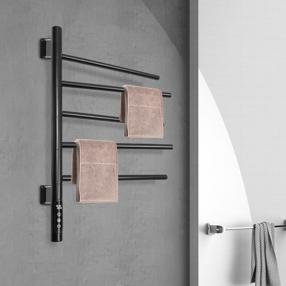 5-Bar Heated Bathroom Towel Warmer Rack - Fast Electric Warming
