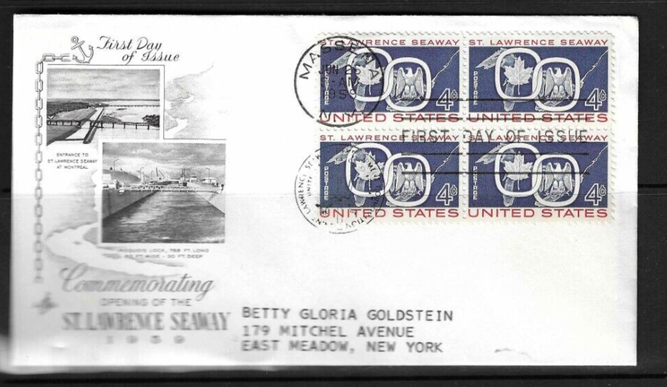 USA SC # 1131 St. Lawrence Seaway  FDC . Artcraft Cachet