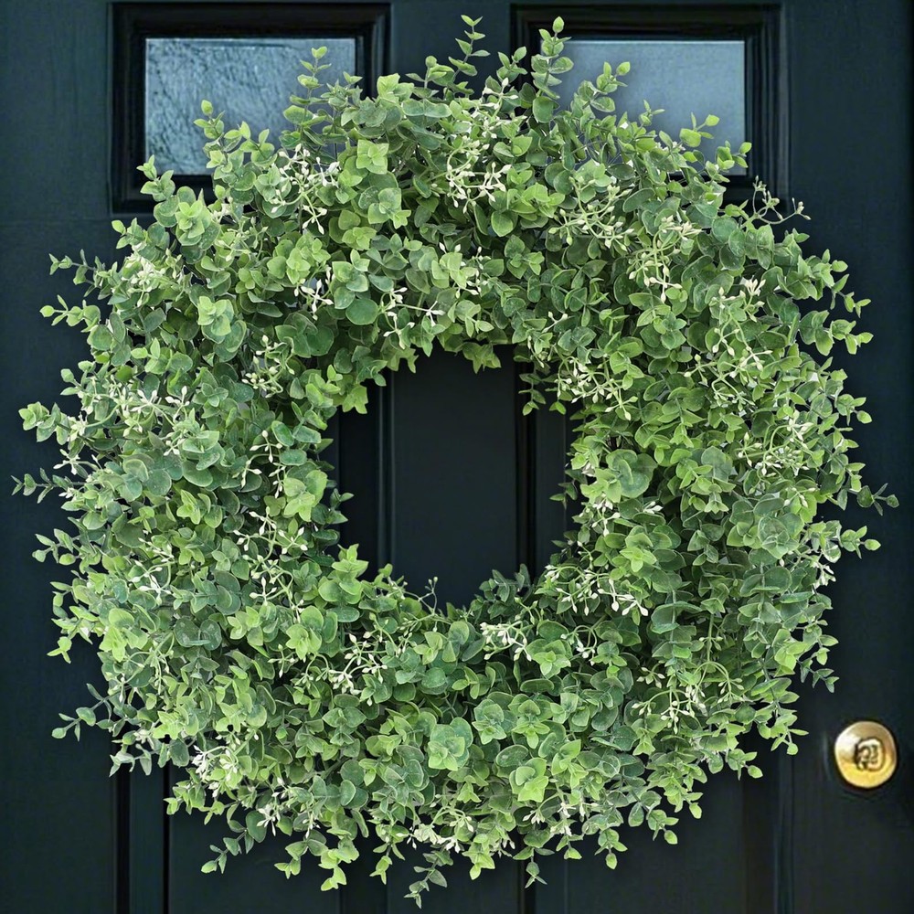 26-Inch Artificial Eucalyptus Wreath with Berries for Door Decor