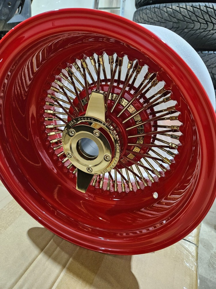 13x7 Rev Zenith Style RED and GOLD Lowrider Wire Wheels rims