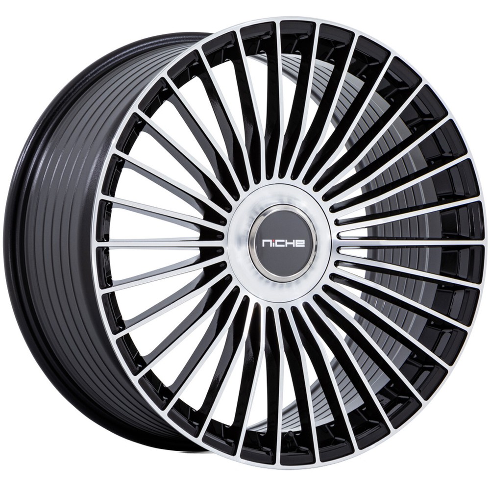 Niche NC282 Serene 22x10.5 +45 5x4.25/5x4.5 Black Machine Face Wheels Set of 4