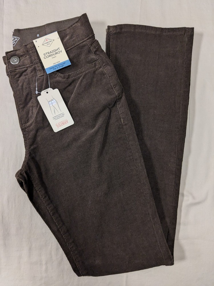 NWT: St. John's Bay Brown Straight Leg Corduroy Pants - Size 2