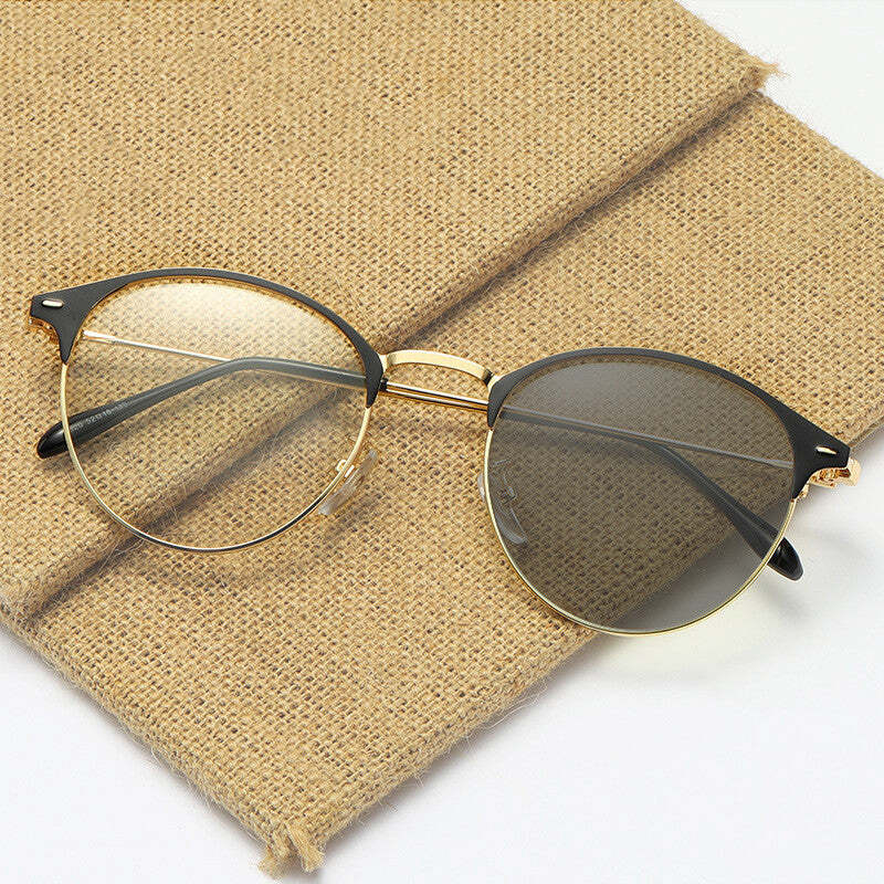 Metal Retro Plain Glasses Fashion Anti-blue Light Glasses
