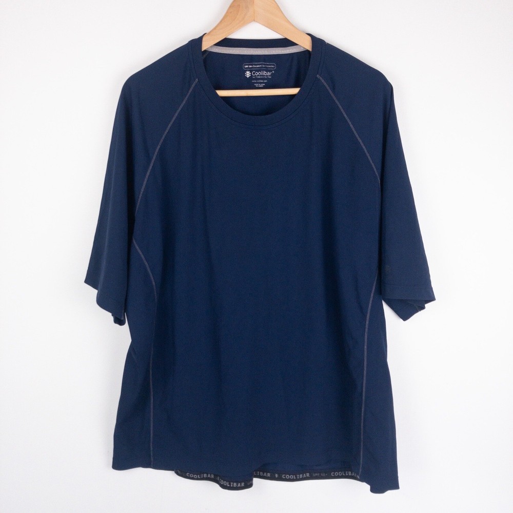 Coolibar Men’s XXL UPF 50 UV Protection Blue Stretch Short Sleeve Outdoor Shirt