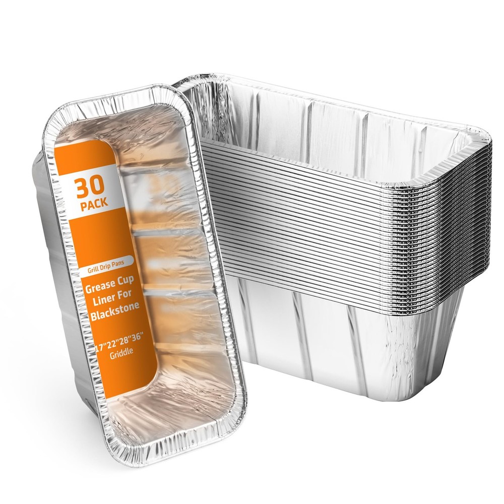 30 Pack Blackstone Griddle Grease Cup Liners – Heavy-Duty Aluminum Foil Trays