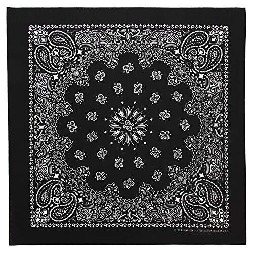 Pack of 12 American Black Western Paisley Bandanas 22x22
