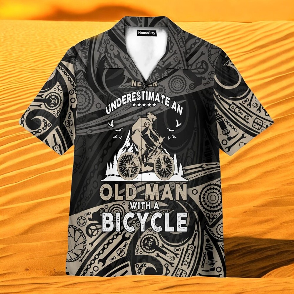 Never Underestimate An Old Men With A Bicycle Hawaiian Shirt