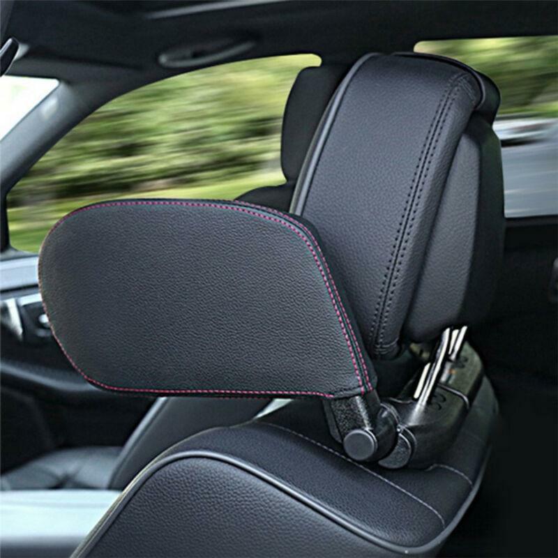 Car Headrest Head Prop Support Pillow Leather Cushion Seat Sleeping Accessories