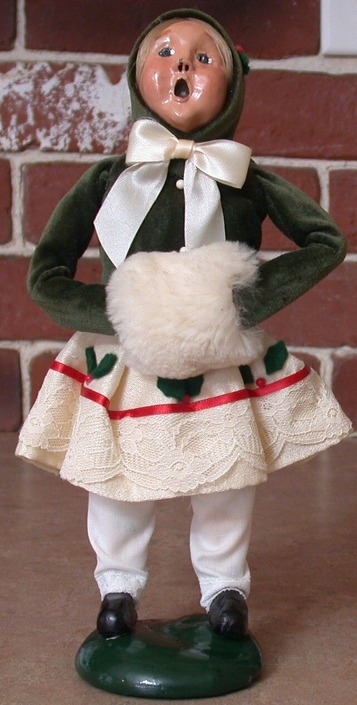 Byers Choice Carolers Girl w Muff 1987 Signed on Base w Byers '87