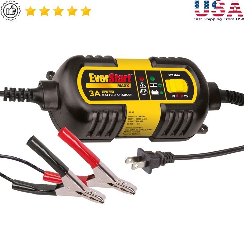 3A 6V 12V Smart Battery Charger Maintainer with Microprocessor Protection