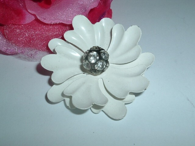 Vintage CORO Flower Power Rhinestone Enamel Pin in Gift Box