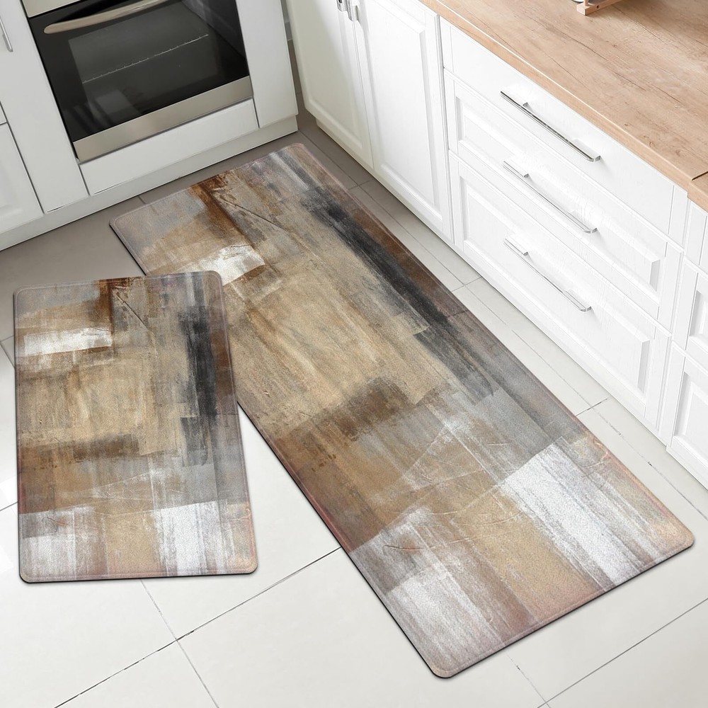 Kitchen Mat for Floor Brown Black Beige Kitchen Rugs and Mats Non Skid Washab...