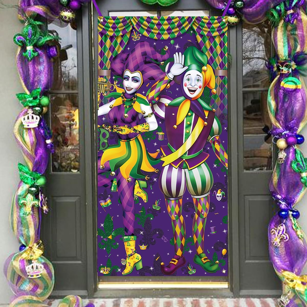 Mardi Gras Door Cover New Orleans Brazi Carnival Welcome Sign Fat Tuesday Masque