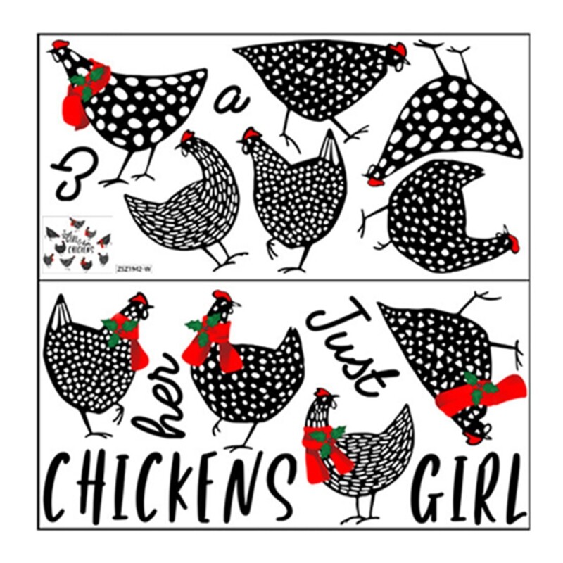 2 Sheets Kitchen Wall Stickers PVC Chickens Hen DIY Wall Art Decal Decoration
