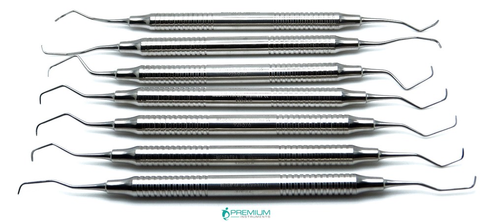 7 Pcs Gracey Curettes 1/2 to 13/14 Double Ended Dental Perio Silver Instruments
