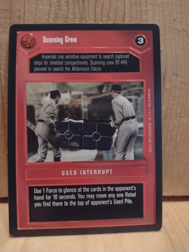 1995 Star Wars Card Game: USED INTERRUPT: SCANNING CREW  black BORDER  MC9