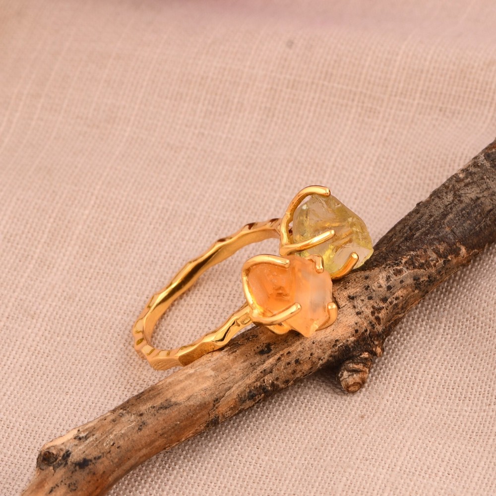 Multi Stone Birthstone Rings with Raw Gemstones and Natural Stones