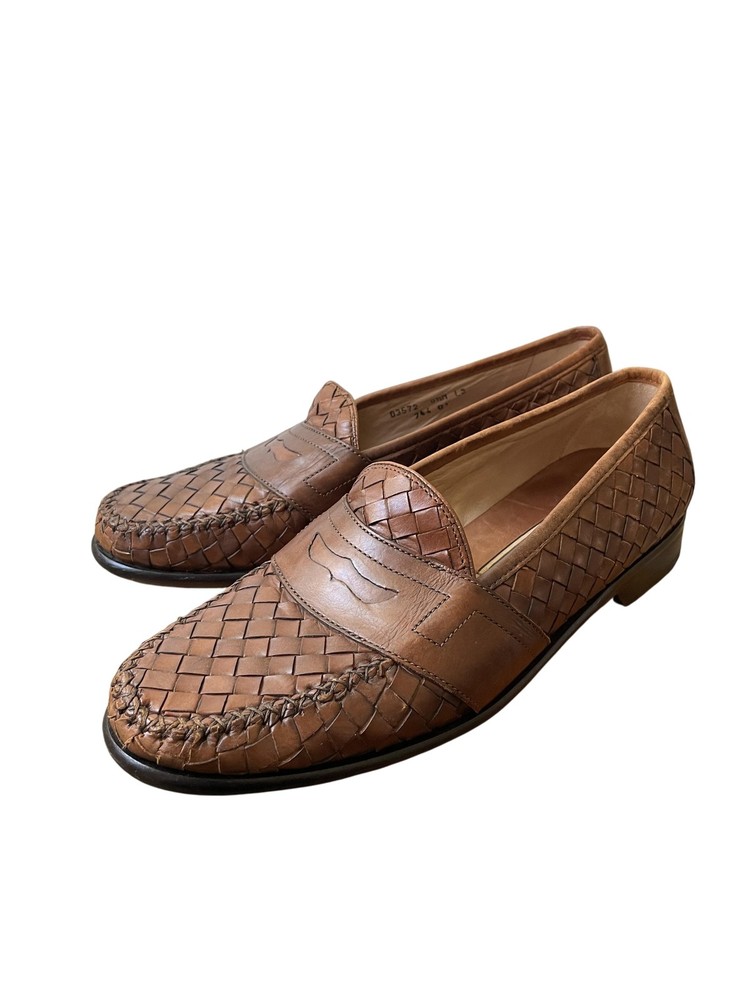 Cole Haan Shoes Mens 9 1/2 Woven Leather Loafers Slip On Penny Dress Classic