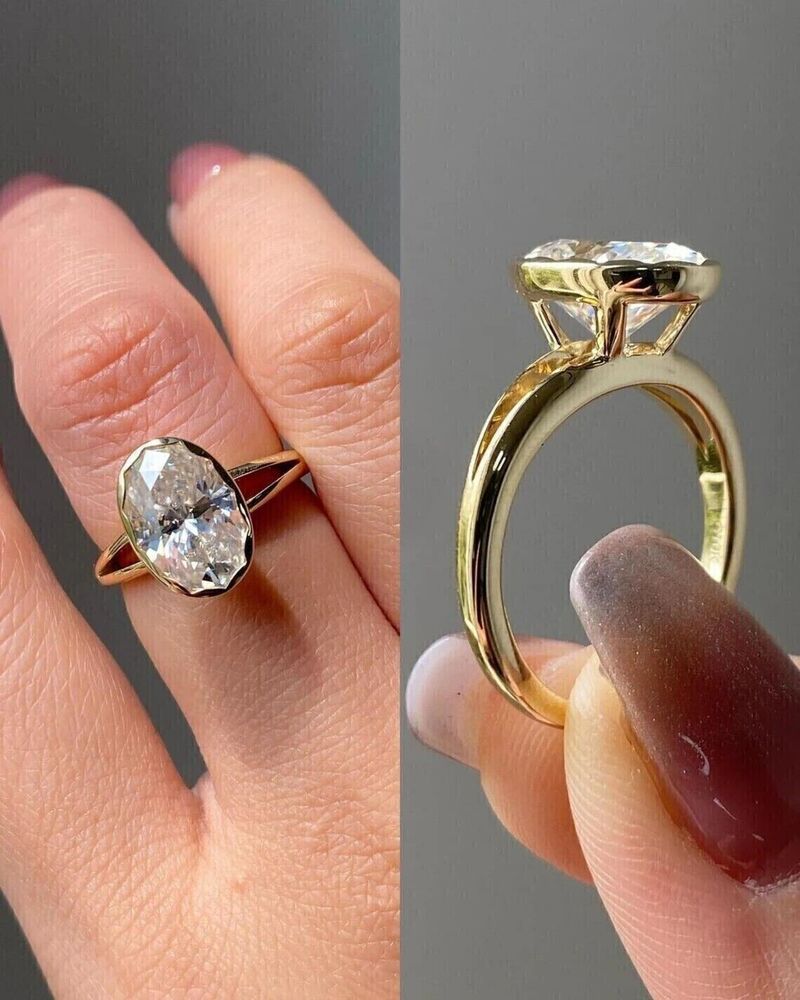 Oval Cut Simulated Diamond Gorgeous Wedding Band Ring In 14k Yellow Gold Plated