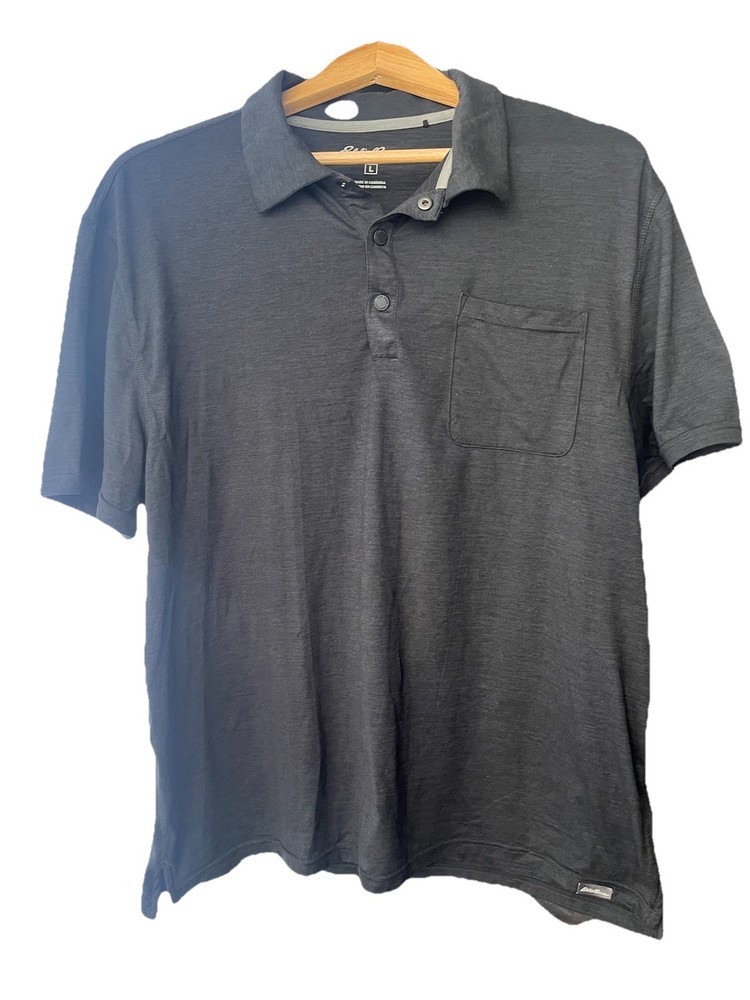 Vintage Eddie Bauer Polo Men's Large Tall Dark Grey Big & Tall Golf Rugged