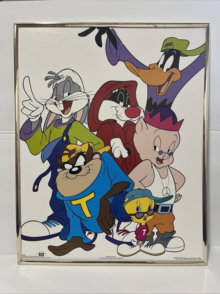 Looney Tunes Bugs Bunny Taz 1993 Rare Vintage 16x20 Framed Poster OSP#2328  