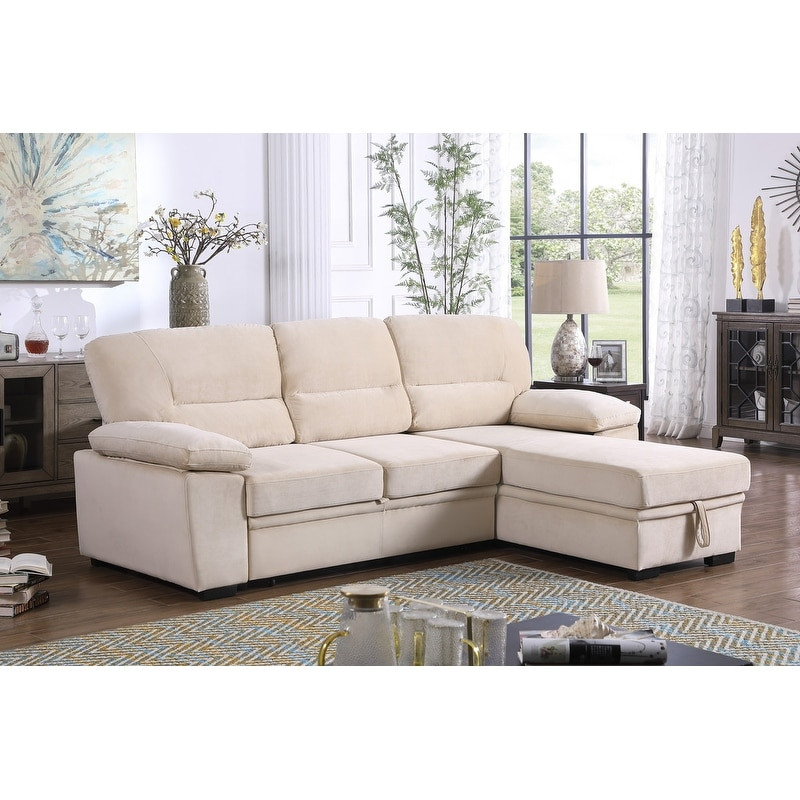 Velvet Reversible Sleeper Sectional Sofa with Chaise by Kipling