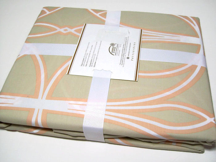 Pottery Barn Organic Cotton Light Brown Full Queen Aubrey Duvet Cover with 2 Shams  