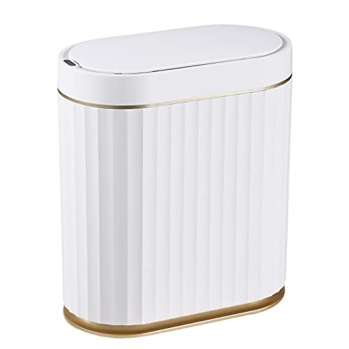 Automatic Motion Sensor Trash Can - Slimline for Bathroom, 2 Gallon Golden
