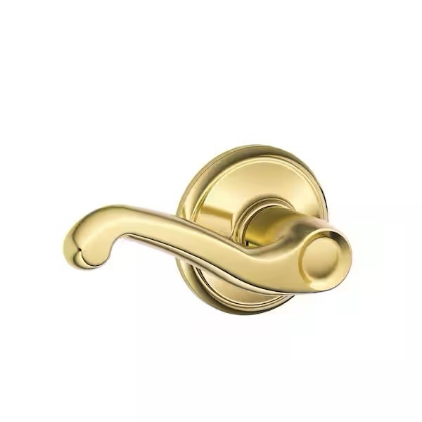 Schlage Flair Bright Brass Passage Door Lever Handle for Hall or Closet