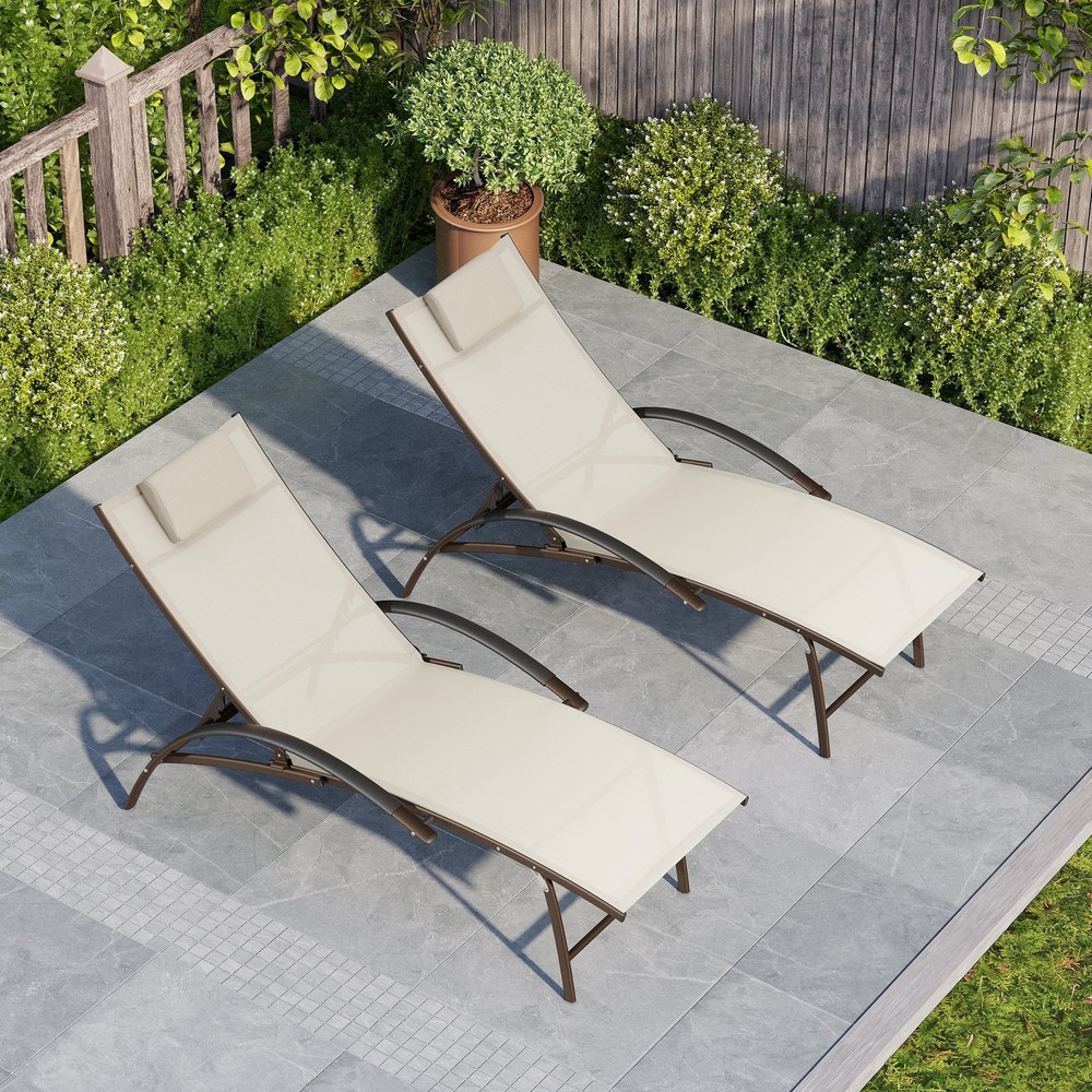 Adjustable Outdoor Reclining Chaise Lounge Chair with Arms
